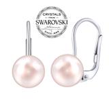 SILVEGO strieborné náušnice so svetlo ružovou perlou Swarovski Elements VSW015E