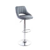 Stolička barová G21 Aletra grey, koženková, prošívaná, šedá