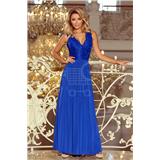 NUMOCO Modré dámske šaty s hlbokým výstrihom 211-3 Veľkosť: M