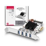 Axago N PCEU-43VQ, HQ PCIe adapter 4x USB3.0, UASP, nabíjení 3.8A, VIA plus LP