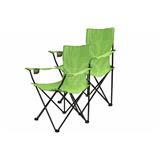 DIVERO Kempingová sada - 2 x skladacia stolička s držiakom sv.zelená