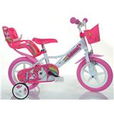 Bicykel DINO BIKES - 12"124RLUN so sedačkou pre bábiku a košíkom s Unicorn