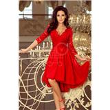 NUMOCO Červené šaty NICOLLE s čipkovanými rukávmi 210-6 Veľkosť: S