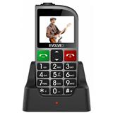 EVOLVE EasyPhone FM, mobilní telefon pro seniory s nabíjecím stojánkem stříbrná barva