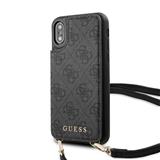 GUESS GUHCPXCB4GG 4G Crossbody Cardslot Kryt pro iPhone X/XS Grey
