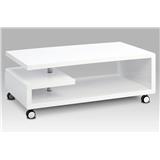 Stôl konferenčný AUTRONIC konferenčný stolík,115x60x45cm,biely vysoký lesk, pojazd