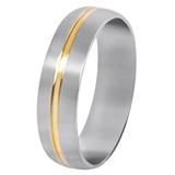 TROLI Oceľový snubný prsteň so zlatým prúžkom 54 mm