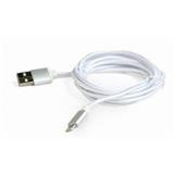 GEMBIRD Kabel CABLEXPERT USB 2.0 Lightning IP5 a vyšší nabíjecí synchronizační kabel, opletený, 1,8m, stříbrný, blis, EDS-CCB-mUSB2B-AMLM-6-S