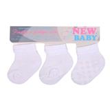 NEW BABY Dojčenské pruhované ponožky biele - 3ks