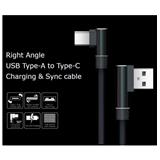 AKASA kabel pravoúhlý, USB Type-A, Type-C, napájecí & Sync, 1m, černý, AK-CBUB39-10BK