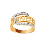 IZLATO Zlatý prsteň s antickým vzorom a zirkónmi IZ10727