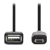 NEDIS CCGP60515BK02 - USB 2.0 Kabel na Cesty Micro B Zástrčka A Zásuvka 0,2 m Černá barva