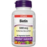 WEBBER NATURALS Biotin 5000 mcg vegetariansky pre zdravé vlasy pokožku a nervový systém 60 kapsúl