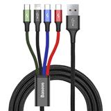 BASEUS 4in1 kábel USB - 2x USB-C / Lightning / micro 3.5A 1.2m, čierny