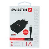 SWISSTEN Síťový Adaptér Smart IC 1x USB 1A Power plus Datový Kabel / Lightning 1,2M Černý