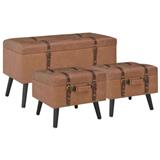VIDAXL Úložné stoličky 3 ks hnedé umelá koža 247533