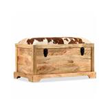 VIDAXL Úložná lavica , pravá koža a masívne mangovníkové drevo , 80x44x44 cm 245371