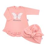 NEW BABY Dojčenské šatôčky s čiapočkou - turban Little Princess Ružová 68 4-6m