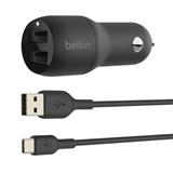 BELKIN Dual USB-A auto nabíječka 24W plus USB-C kabel CCE001bt1MBK