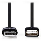 NEDIS prodlužovací kabel USB 2.0/ zástrčka A - zásuvka / černý / bulk / 2m