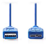 NEDIS kabel USB 3.0/ zástrčka A - micro B / modrý / 1m