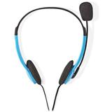 NEDIS headset CHST100BU / drátová sluchátka plus mikrofon / 2x 3,5 mm jack / kabel 2 m / modrý