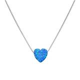EVOLUTION GROUP Strieborný náhrdelník so syntetickým opálom modré srdce 12048.3 Ag, 925/1000, 1,0 8590962120523