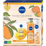 NIVEA You Got This Orange sprchový gel fresh blends apricot 300 ml plus antiperspirant 150 ml pleťová maska q10 1 ks pre ženy