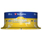 VERBATIM DVD+RW 4,7 GB 4x, 25ks cakebox