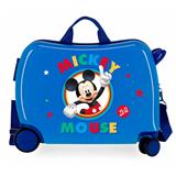 JOUMMABAGS - Detský cestovný kufor na kolieskach odrážadlo MICKEY MOUSE Blue, 2039821