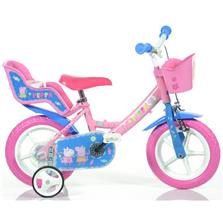 Bicykel DINO BIKES - 12" 124RLPIG Pepa Pig so sedačkou pre bábiku a košíkom