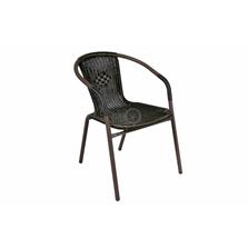 GARTHEN Záhradná ratanová stolička Bistro - čierna s hnedou štruktúrou
