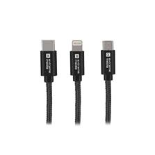 NATEC vícekonektorový kabel 3v1 USB Micro plus Lightning USB-C, textilní opletení, 1m Z25623
