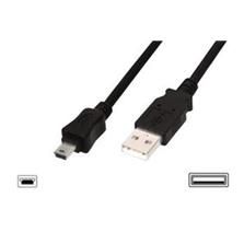 DIGITUS USB 2.0 connection cable, type A - mini B 5pin M/M, 3.0m, 2.0 conform, UL, bl