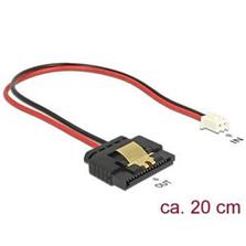 DELOCK Kabel Power 2 Pin Buchse > 1 x SATA 15 5 V Metallclip 20 cm