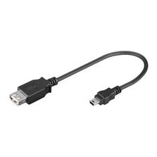 DIGITUS USB 2.0 adapter cable, OTG, type mini B - A, M/F, 0.2m, 2.0 conform, UL, bl