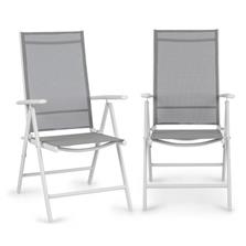 BLUMFELDT Almeria, skladacia stolička, sada 2 kusov, 59,5 x 107 68 cm, ComfortMesh, hliník, biela