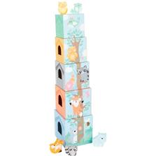SMALL FOOT Skladacia veža pastelová so zvieratkami