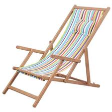 VIDAXL Skladacie plážové kreslo , látka a drevený rám , viacfarebné 43998