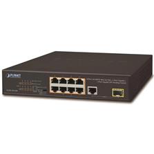 PLANET FGSD-1011HP Switch , 8x 10/100 PoE, 1x TP plus SFP 1000Base-X, extend mód 10 Mb, ESD, 802.3at 120W, fanless