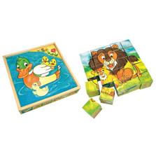 BINO Drevené hračky - Obrázkové kocky - Zvieratká