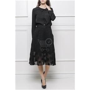 ROUZIT Dámska čierna sukňa s guličkovým vzorom