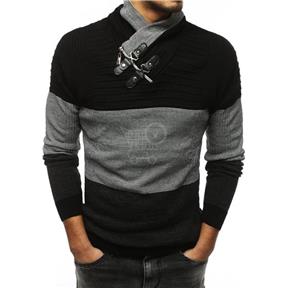 Basic čierno šedý pánsky sveter wx1397