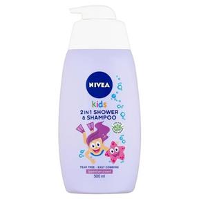 Sprchový gél NIVEA Kids 2in1 Shower & Shampoo 500 ml jemný sprchovací gél a šampón 2 v1 pre deti