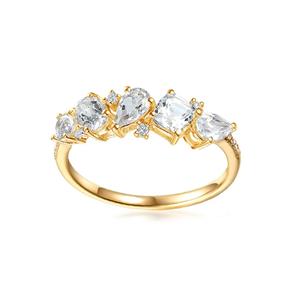 IZLATO Zlatý prsteň s bielymi topásmi a diamantmi 0.060 ct Darjana 3 IZBR572