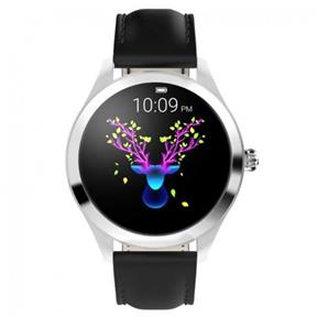 NEOGO SmartWatch Glam, dámske smart hodinky, čierne/kožené