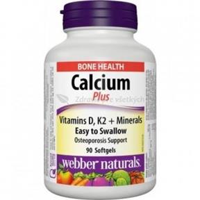 WEBBER NATURALS Vápnik Calcium Plus Vitamín D3, K2 Minerály 90 kapsúl