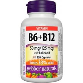 WEBBER NATURALS Vitamín B6 plus B12 kyselina listová 120 tabliet