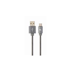 GEMBIRD Kabel CABLEXPERT USB 2.0 AM na Type-C kabel AM/CM , 1m , metalická spirála , šedý , blister , PREMIUM QUALITY KAB051364