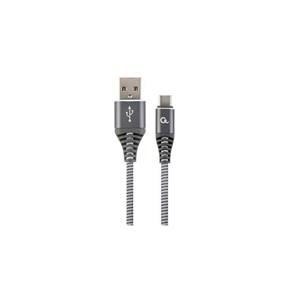 GEMBIRD Kabel CABLEXPERT USB 2.0 AM na Type-C kabel AM/CM , 1m , opletený , šedo-bílý, blister , PREMIUM QUALITY KAB05133P